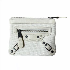 Balenciaga Paris Motocross Canvas and Leather White Wallet